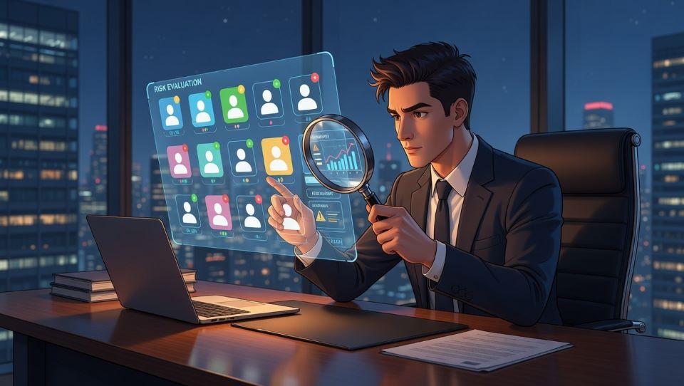 business leader examining digital account