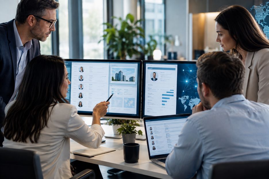 comparing CRM records with company information and professional profiles